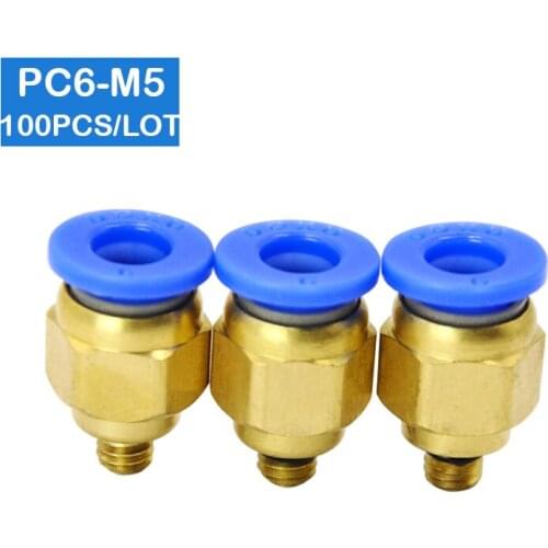 High quality 100pcs BSPT PC6-M5, 6mm to M5 Pneumatic Connectors male straight one-touch fittings