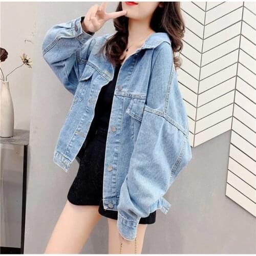 Letter Printing Women Denim Jacket 2021 Spring Autumn All-Match Loose Jean Coat Korean Fashion Street Female Cowboy Outerwear