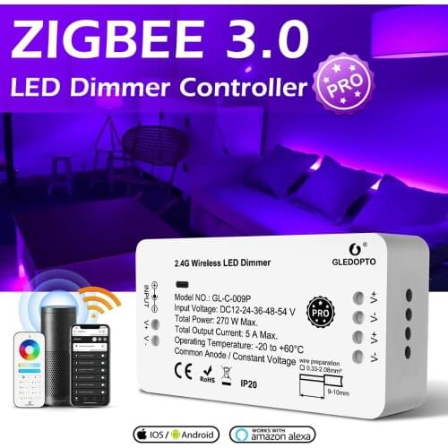 Zigbee 3.0 Pro Smart LED Dimmer Strip Controller Work with zigbee hub App control/ Voice Control/ Remote