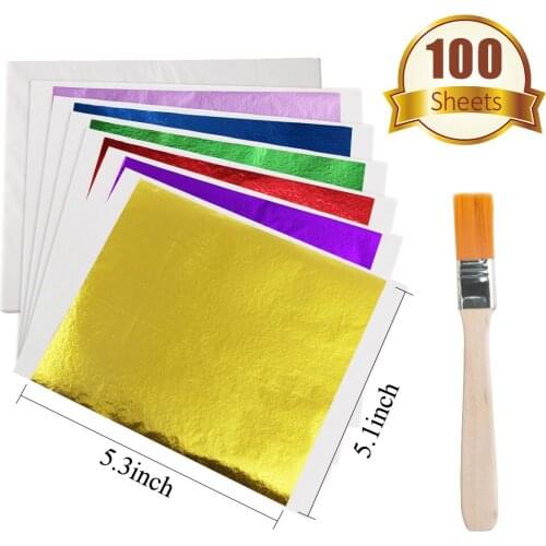 100pcs 13X13.5cm Art Craft Foil Paper Imitation Gold Sliver Copper Leaf Leaves Sheets DIY Crafts Decoration Gilding Design Paper