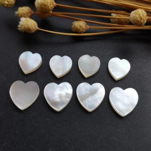 100pcs/lot 8mm 10mm Natural Heart Mother of Pearl shell for Jewelry Settings Heart Cut Mother Pearl Beads