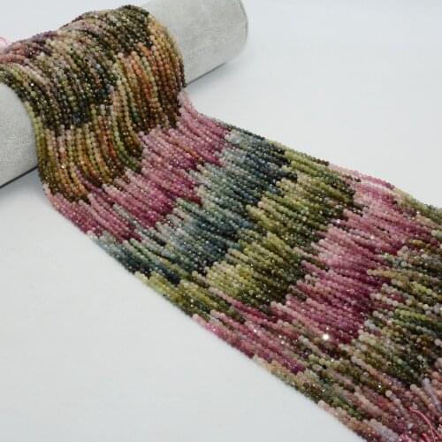 2 stands Natural Selected Tourmaline Faceted Round Beads 2.5mm,3mm