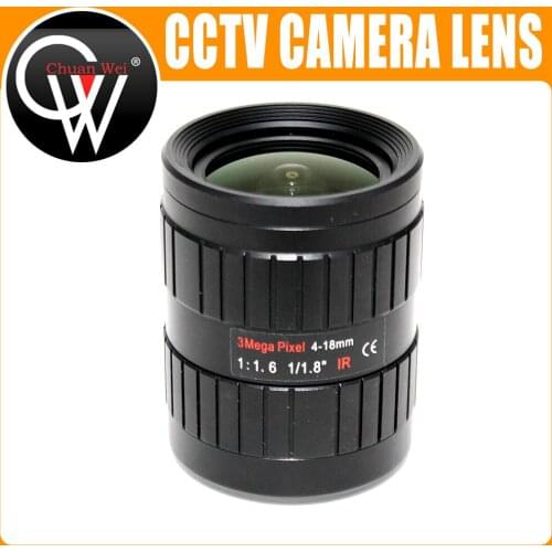 3.0 Mega pixel Manual IRIS Varifocal CCTV Lens 1/1.8 inch 4-18mm C Mount Industrial lens For IMX185 1080P Box Camera IP Camera