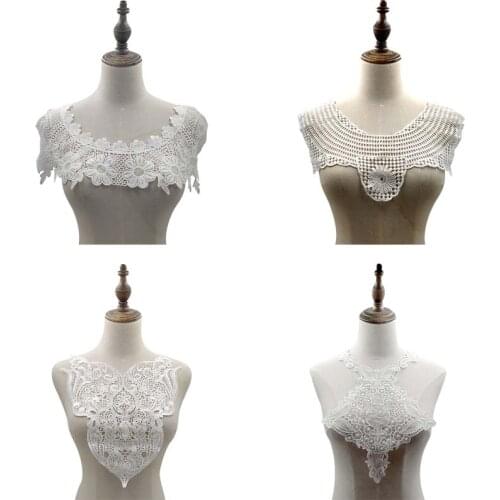 4pattern Lace Neckline Collar Fabric Embroidery DIY Sewing women Cloth Decals Scrapbooking Patch Accessories wedding dress Decor