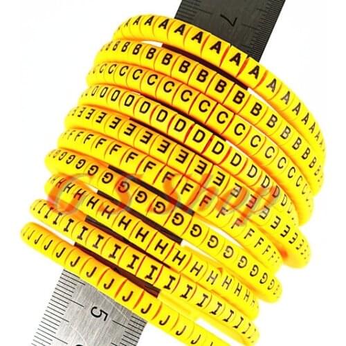 500pcs/Lot EC-0 EC-1 EC-2 EC-3 1.5mm2 A-J ABCDEFJHIJ English Letter Flexible Print Sleeve Tube Label Network Wire Cable Marker