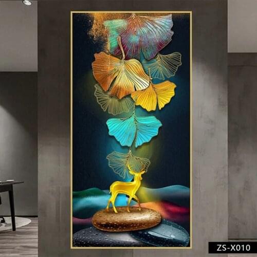 Nordic art Ginkgo biloba 5D DIY,leaf Diamond Painting mosaic Full drill deer diamond Embroidery gift diamond stitch A2444