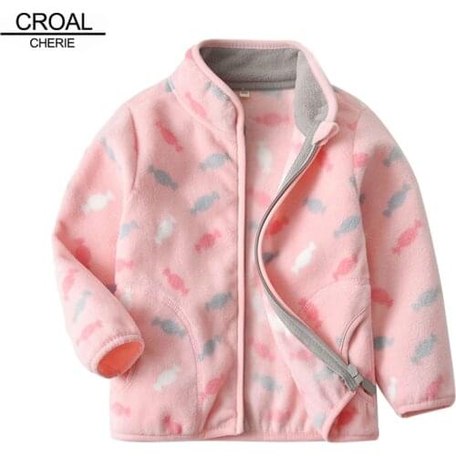 CROAL CHERIE 2020 Autumn Jacket For Kids Girls Outerwear Casual Girls Windbreaker Coats Fleece Baby Children Clothing