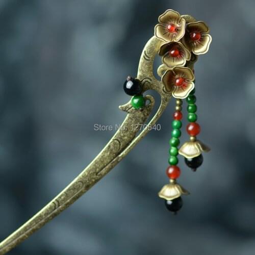 Ethnic jewelry fashion vintage hair accessories,thailand copper hair jewelry, ethnic vintage stone hair stickers hairpins