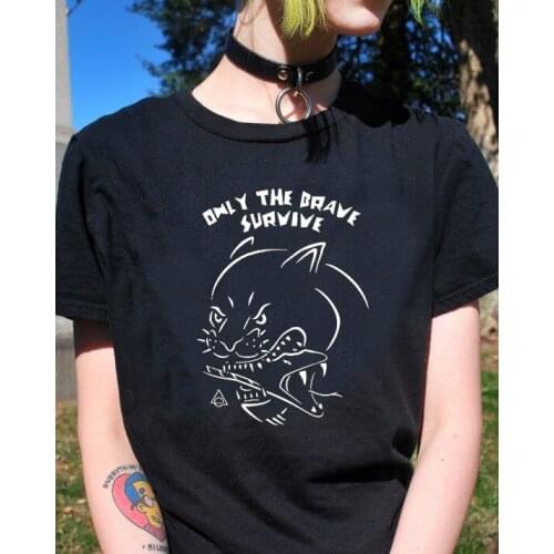 Gothic only the brave survive t-shirt funny women 100% Cotton street style grunge unisex graphic quote Fashion tee top tshirt