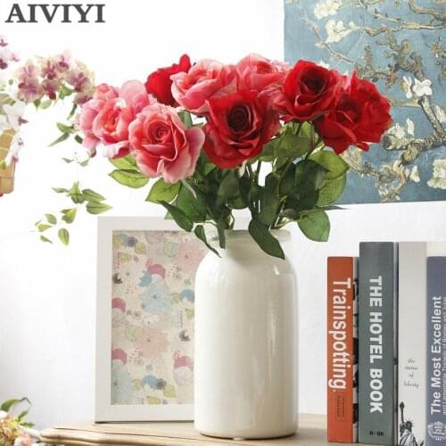 Artificial Rose Flowers Wedding bouquet White Pink Thai Royal Rose Silk flowers Home Decoration Wedding Party Decoration