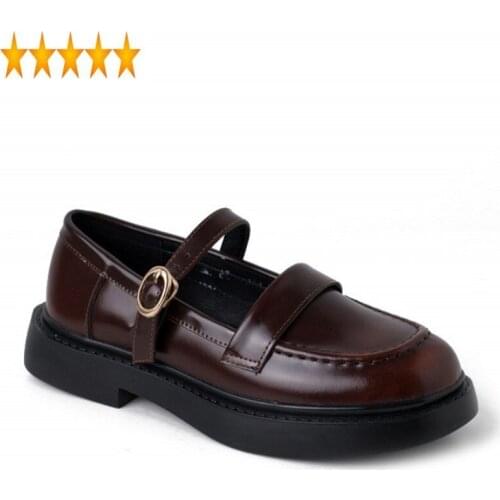 Jane Japan Women Mary College Style Buckle Genuine Leather Cowhide Spring Autumn New Vintage Ladies Platform Shoes