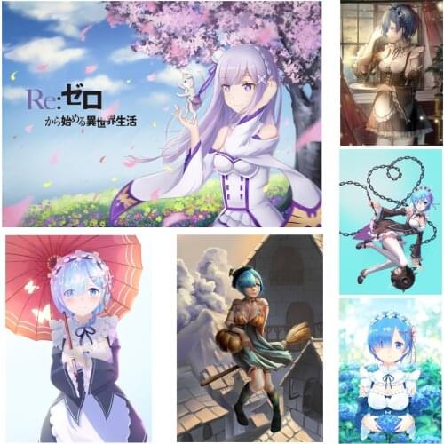 WTQ Canvas Painting Anime Posters Sexy Rem Re:Life In A Different World From Zero Painting Poster Ation Home Deco