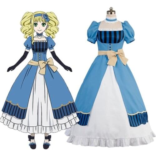 Anime Kuroshitsuji Black Butler Book of the Atlantic Elizabeth Cosplay Costume Blue Uniform Dress Halloween Costumes for Women