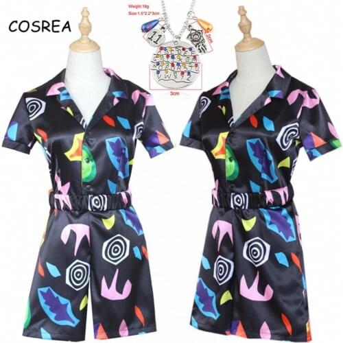 Stranger Things 3 Cosplay Eleven Costume Shirt Eleven Dress Halloween Carnival Party 3D Print Jumpsuit Womens Rompers Belt Girls