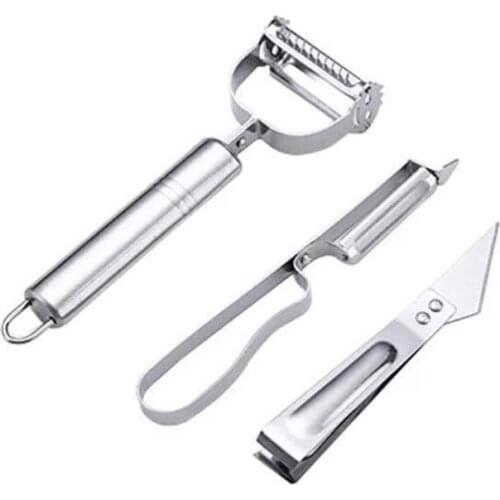Creative Ultra Sharp Potato Peeler Set 3 in 1 Stainless Steel Swivel Blade Practical Kitchen Gadget for Vegetable Potato