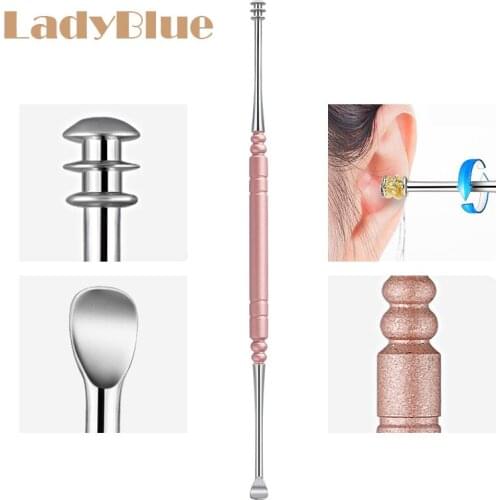 2PCS/LOT Double-End Spiral Ear Wax Pickers Ear Spoon Wax Removal Curette Remover Cleaner Ear Care EarPick Facial Beauty Tools