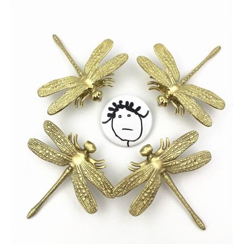 LCH Artistic Creative Dragonfly Shaped Solid Brass Furniture Decoration Handles Nordic Style Drawer Cabinet Knob