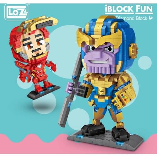 LOZ Diamond Blocks Super Hero Iron Movie Characters Plastic Building Blocks Model Educational Toys for Children Pen Holder DIY