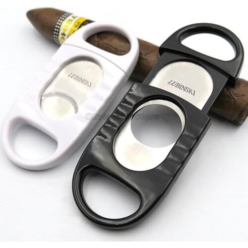 LUBINSKI Metal&Plastic Portable Scissors Big Ring Gauge Cigar Cigarette Cutter Stainless Steel Dual Cigars Sharp Tobacco Cutting