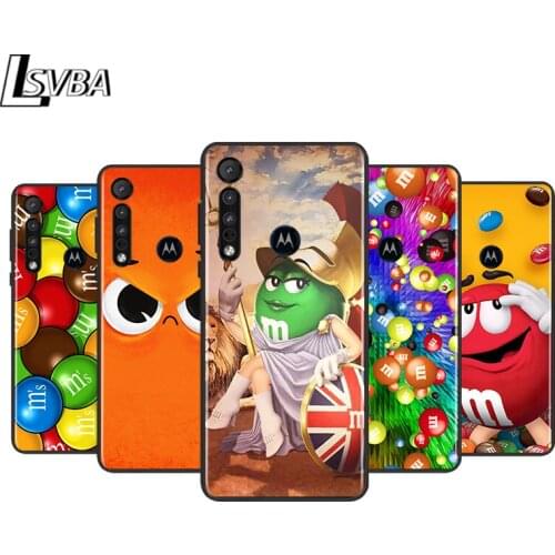 Cute MM Chocolate for Motorola G9 G8 G E7 E6 One Play Marco Hyper Fusion Stylus Power Edge Plus Black Phone Case