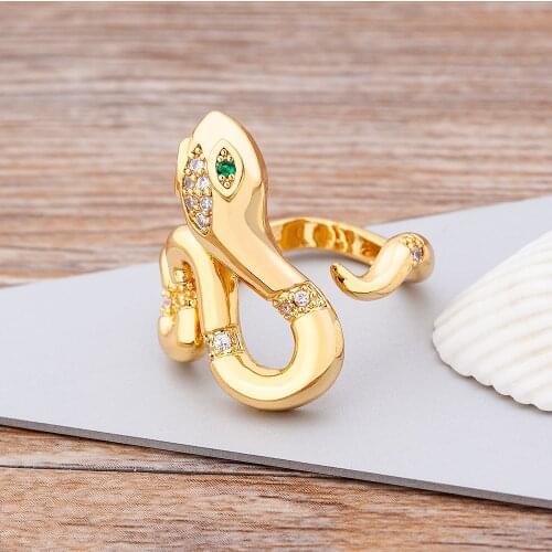 Fashion Stereoscopic New Retro Punk Snake Ring Copper Zircon Personality Snake Opening Adjustable Rings Best Party Bar Jewelry