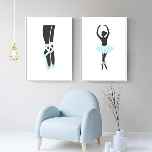 Cartoon posters and prints ballet girl picture wall art home décor canvas painting for chindren room canvas prints