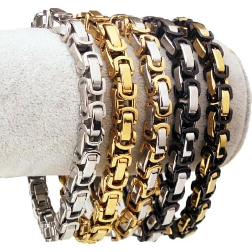 Tisnium Bracelet Byzantine Link Chain Stainless Steel Splendid Mens Vintage Fashion Jewelry Gold Color Elegant Male Bracelets