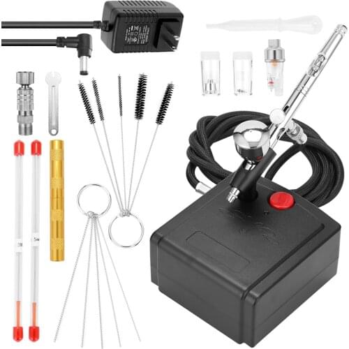 Airbrush Set for Model Making Art Painting with Air Compressor+Power Adapter+Airbrush+Airbrush Holder+0.3mmneedle+0.5mmneedle