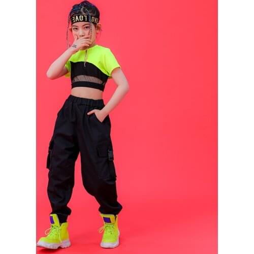 New Jazz Dance Clothes Girls Hip-Hop Clothes Summer Suit Girls Practice Clothes Modern Dance Performance Rave Clothes DQS7120