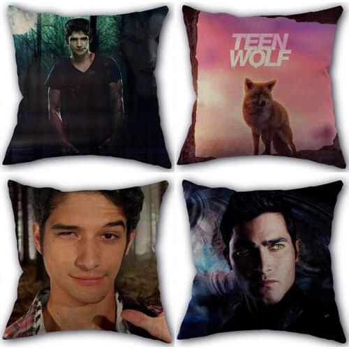 New Teen Wolf Pillowcase New Cotton Linen Fabric Square Zipper Pillowcase 45X45 Wedding Decorative Pillow cover