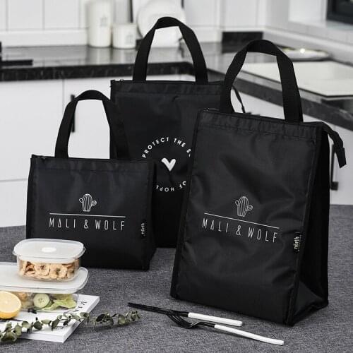 Food container Portable Insulated Lunch Box Thermal Cooler Fashion Tote Picnic Storage Bag Pouch For Women Kids Black