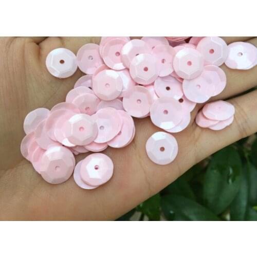 Sewing supplies Light pink sequins 12mm round concave convex surface/flat solid light pink pearl garment accessories