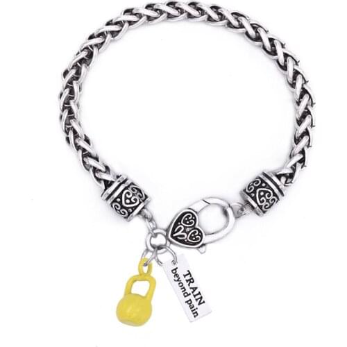 Drop Ship Custom Design Fashion Sports Bodybuilding Train Hard Inspire Pendants Bracelet For Female