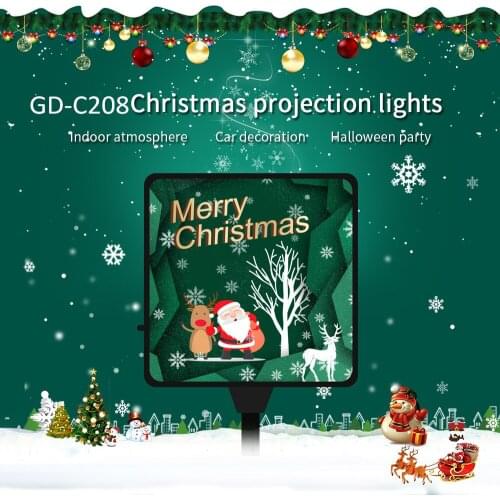 Christmas Decoration LED Atmosphere Light For Car Party Indoor X-MAS Gift Santa Claus Snow Pattern