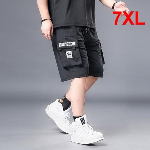 Summer Shorts Men Baggy Short Pants Fashion Casual Loose Shorts Cool Breathable Elastic Waist Plus Size 7XL Bottoms Male HA024
