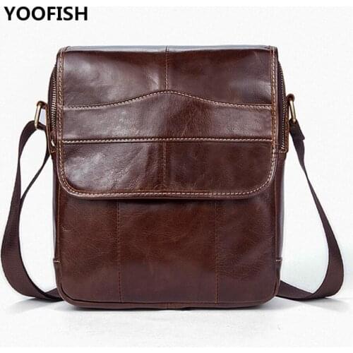 Classic Vintage Style Brown Genuine Leather mens bag business mens bag briefcase shoulder messenger bag Free Shipping