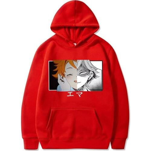 Emma Hoodies Anime The Promised Neverland Print Sweatshirt Men Women Casual Hooded Pullovers Streetwear Sweater 2021 Hoody