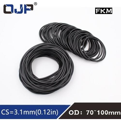1PC Fluorine rubber Ring Black FKM Seals 3.1mm Thickness OD70/72/75/80/85/90/95/100mm O Ring Gasket Oil Ring Sealing Washer