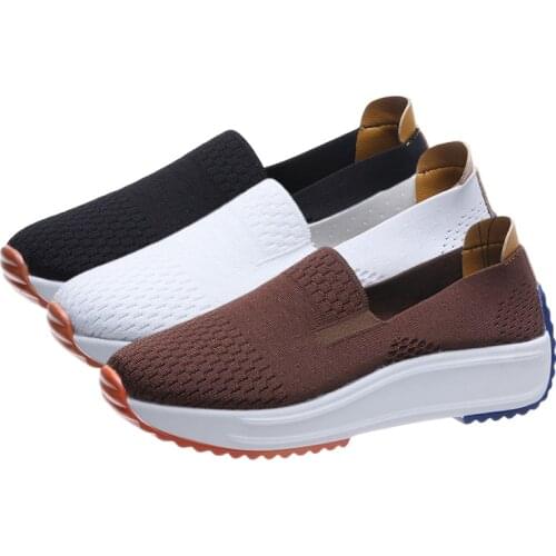 2021 Spring New Women Platform Sneakers Casual Round Toe Lady Travel Shoes Fashion Mid Heel Sports Shoe Woman Mesh Run Sneaker