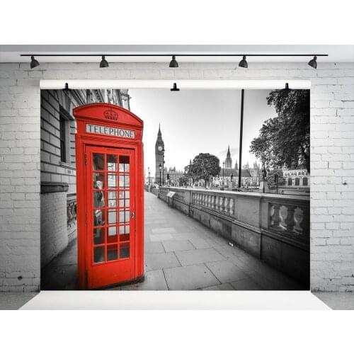 VinylBDS Retro European Style Photography Backdrops telephone booth Photo Backgrounds Street Scenery Photographie Fond Pour
