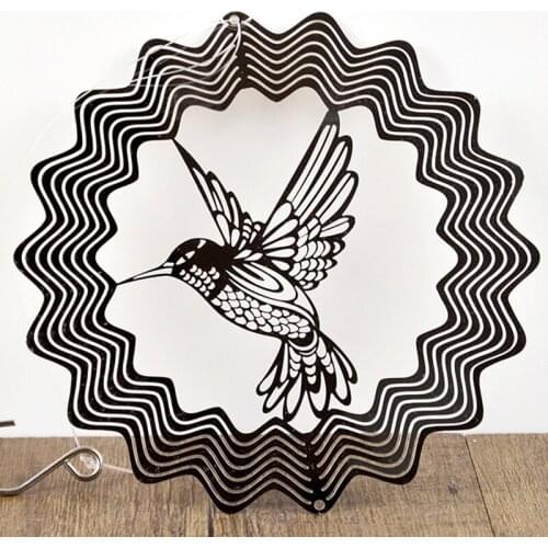 Postmodernism Hummingbird Stainless Steel Rotating Wind Chimes Wind Wheel Garden Courtyard Home Offic Decoration Artwork Crafts