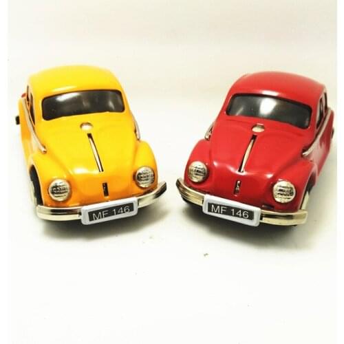 [Funny] Adult Collection Retro Wind up toy Metal Tin The Beetle car Mechanical toy Clockwork toy figures model kids gift