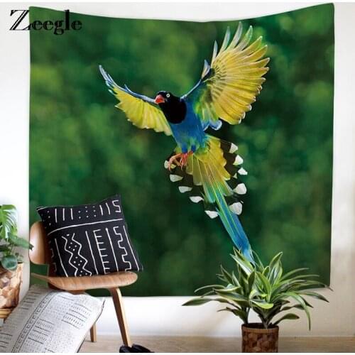 Zeegle Bird Printed Wall Tapestry For Living Room Decor Home Blanket Door Curtain Cotton 150*200cm Beach Throw Towel Yoga Mat