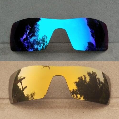 2 Pieces Ice Blue Mirrored & Bronze Gold Mirrored Replacement Lenses for Oil Rig Frame Polarized 100% UVA & UVB Anti-scratch