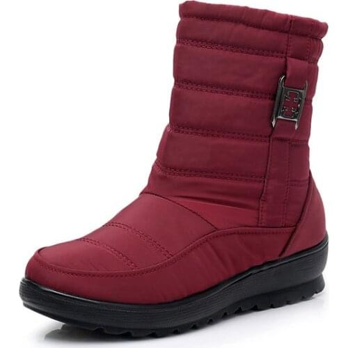 Women Boots Female Synthetic Waterproof Warm Women Ankle Snow Boots Ladies Shoes Woman Warm Fur Botas Mujer C413