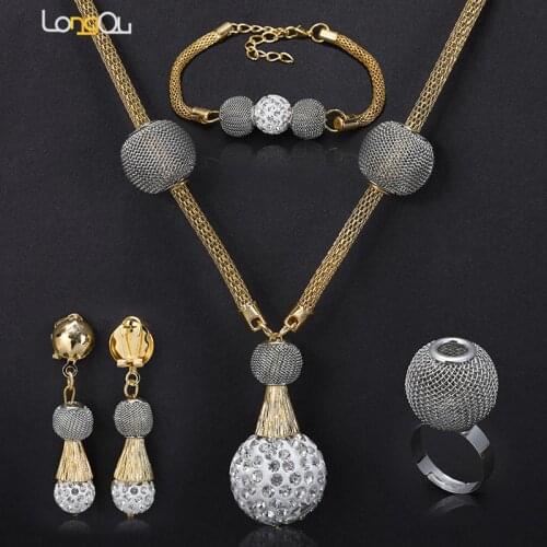 Longqu Exquisite Dubai Gold Colorful Jewelry Set 2019 wholesale Nigerian Women Wedding Fashion African Beads Jewelry Set