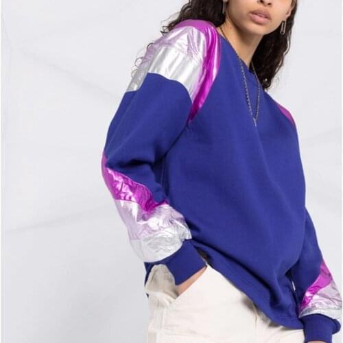 Women O-Neck Sweatshirt 2021 Autumn New Ladies Long Sleeve Color Patchwork Fashion Pullover Tops Female Jumpers