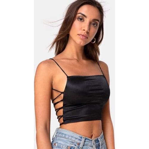 Womens Camisole Wrapped Chest Sling Tops Sleeveless Backless Strappy Exposed Navel Tops Tank Tops for Beach Club Party Vacation