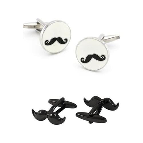 10pairs/lot Cute Round Enamel Moustache Cufflinks Copper Beard Cuff Links Mens Jewelry Fashion Gift Wholesale