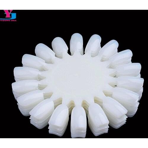 10Pcs Women Natural White DIY Acrylic False Nail Art Tips Display Practice Polish Wheel Board Tools Fake Nails Beauty Accesories